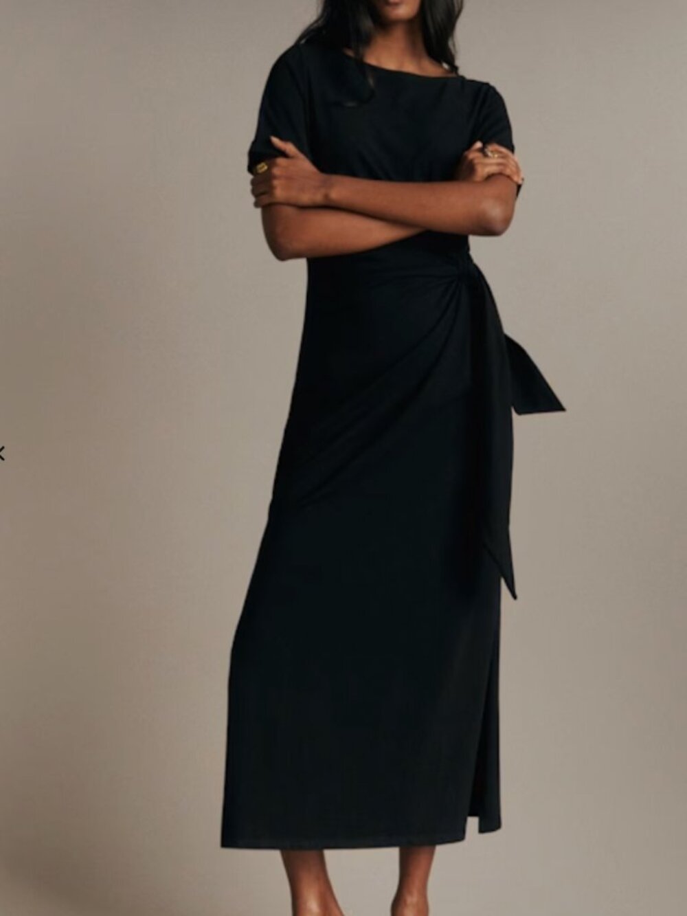 Sezane Pippa Dress (black, midi)